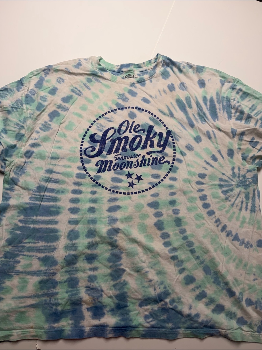 Tie-Dye Crewneck T-Shirt in Blue & Green